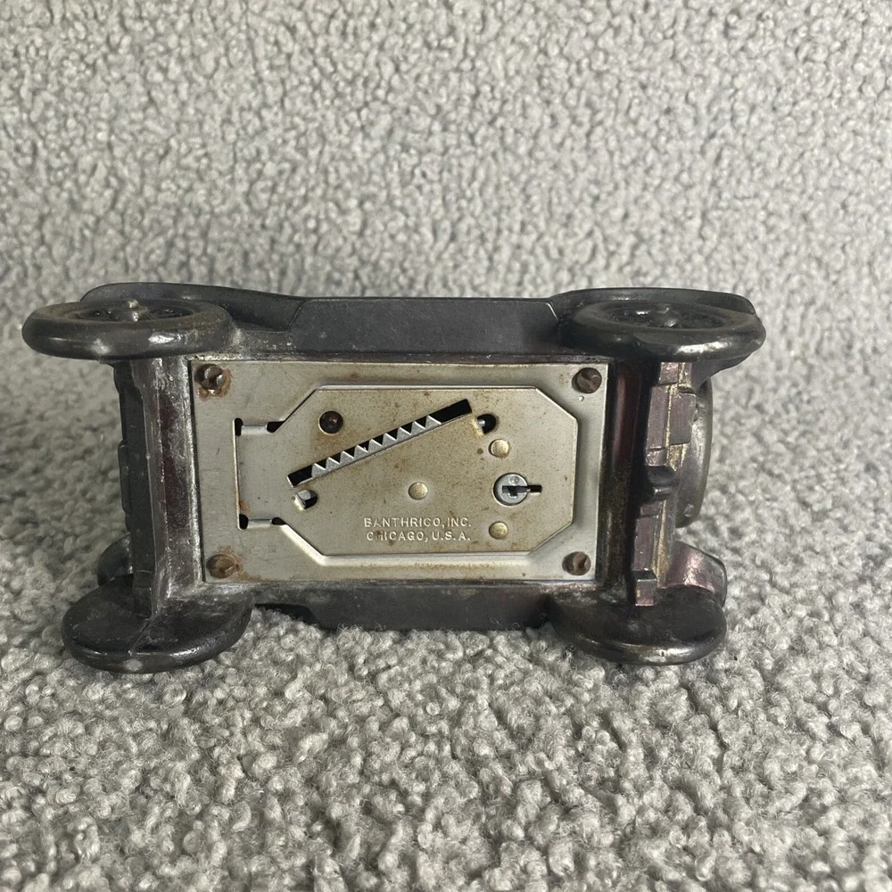 1970's Vintage Banthrico Cast Metal Coin‎ Bank  Ford Car Brass Finish USA